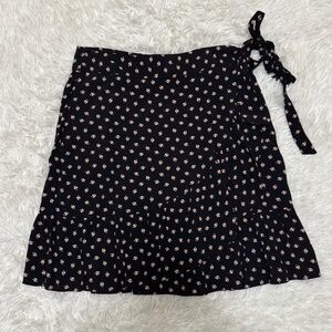 Women's Black Floral Tie-Waist Skirt
